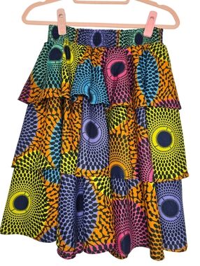 HongyuAmy women's tiered Ankara wax print skirt 
